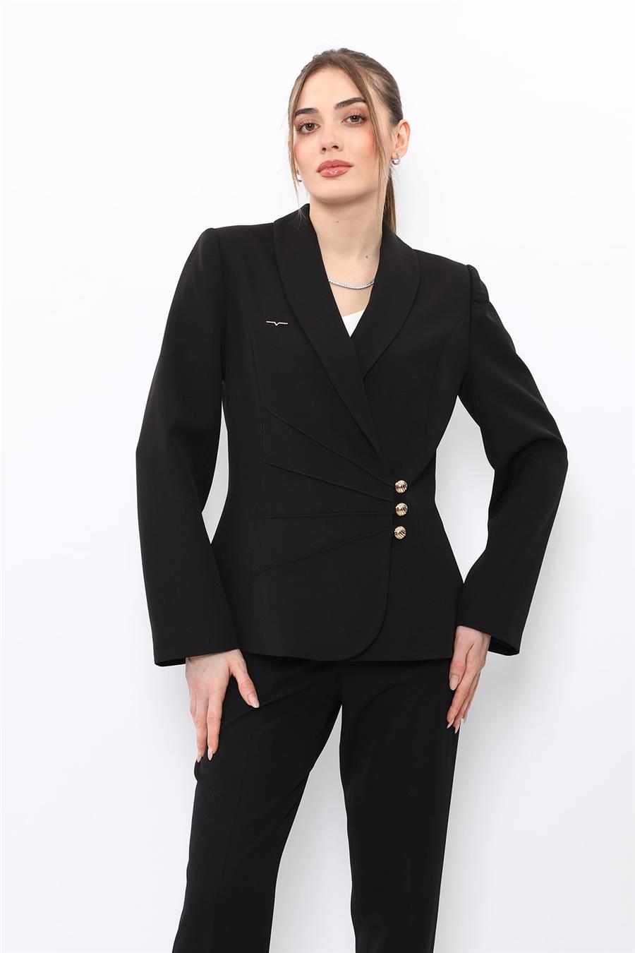 Şal Yaka Modelli Ceket-Siyah