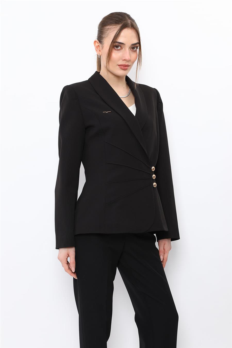 Şal Yaka Modelli Ceket-Siyah