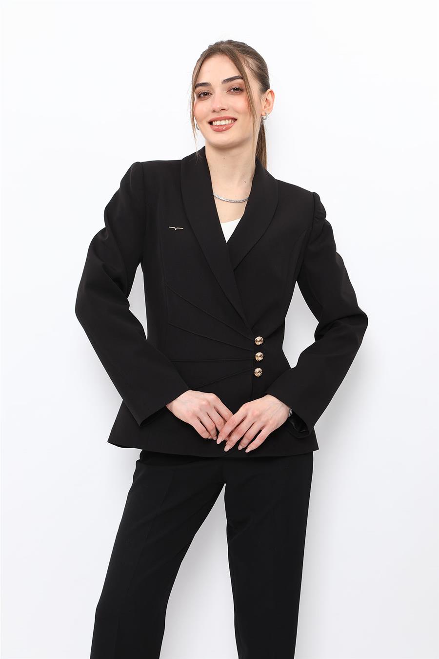 Şal Yaka Modelli Ceket-Siyah