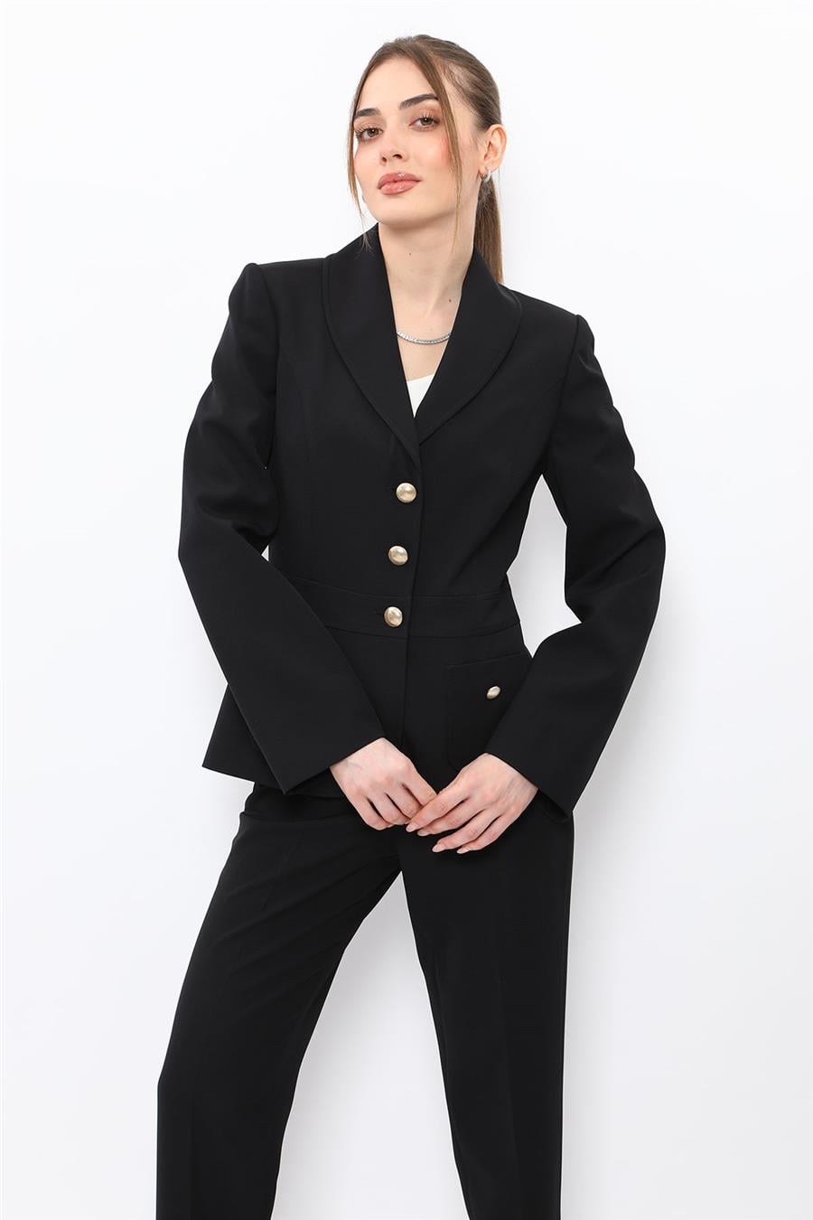 Şal Yaka Torba Cepli Ceket-Siyah