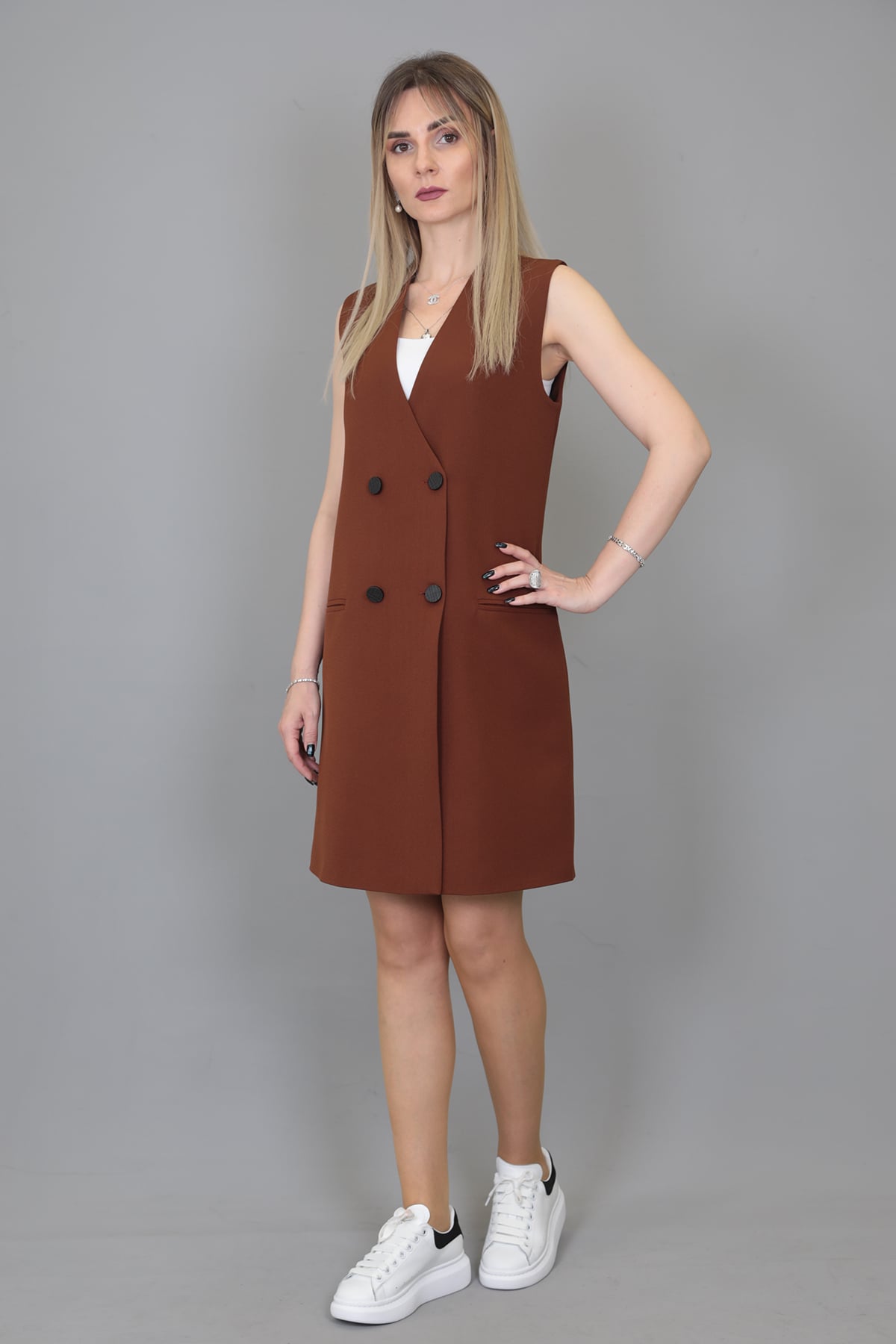 Yelek Elbise-Kestane - 1517100