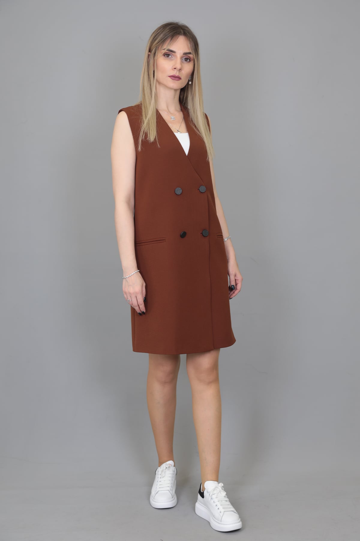 Yelek Elbise-Kestane - 1517100