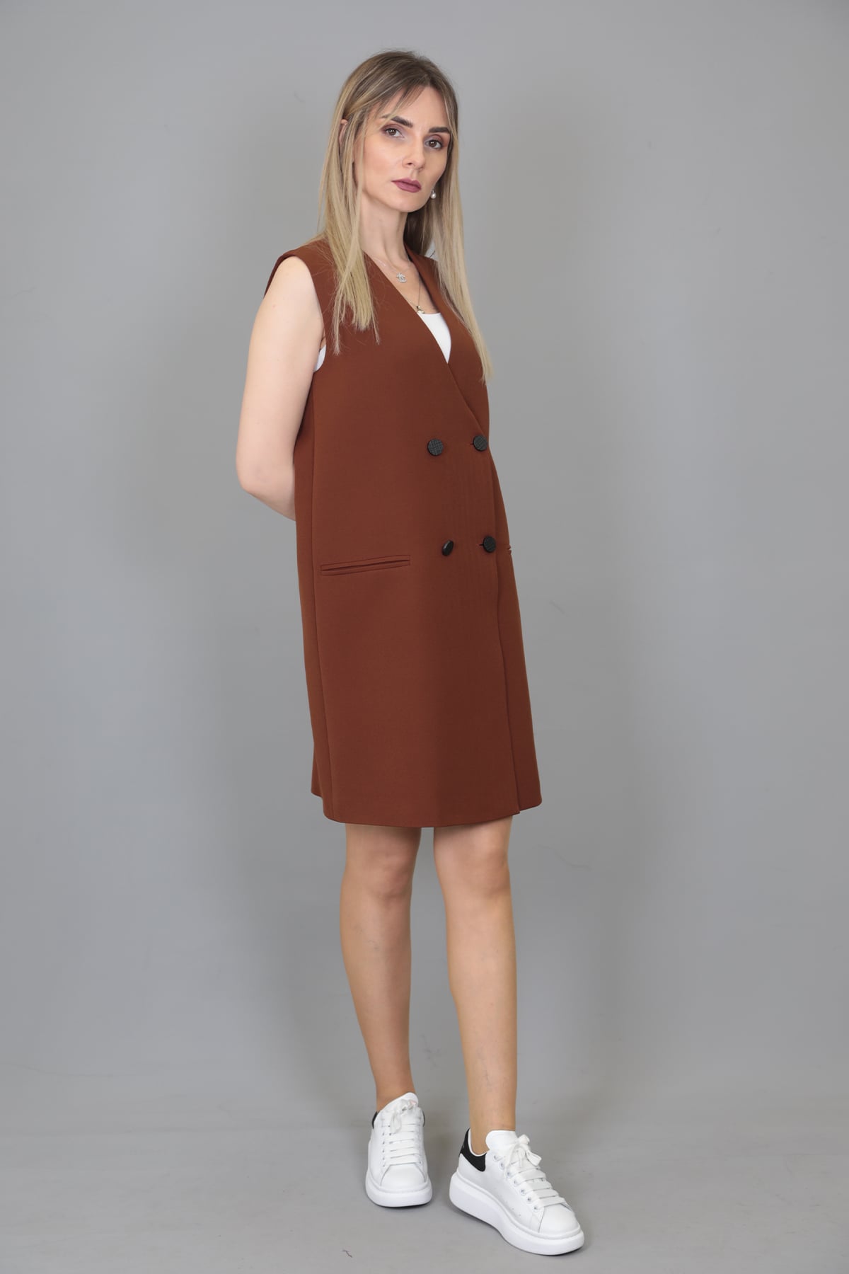 Yelek Elbise-Kestane - 1517100