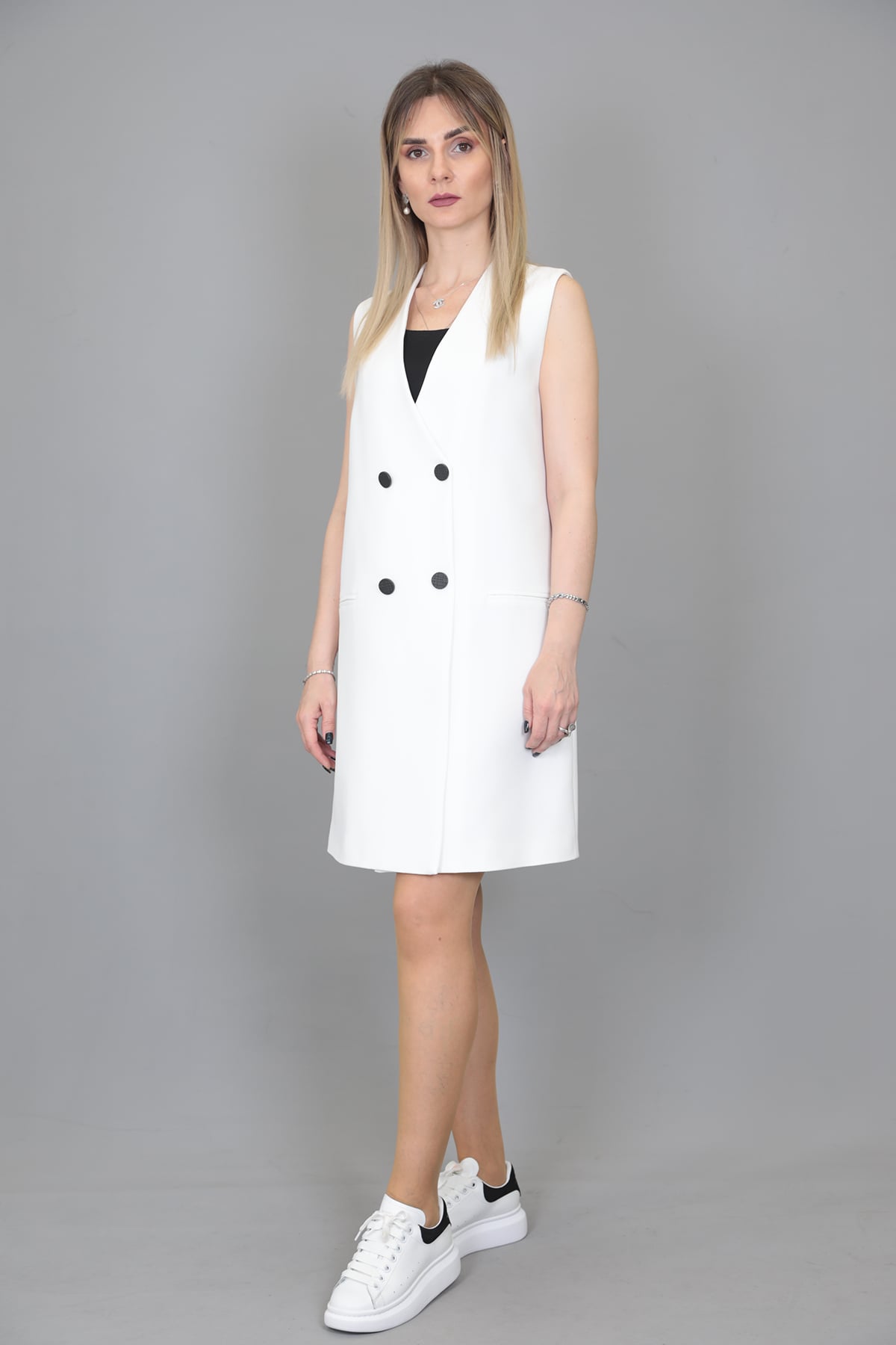 Yelek Elbise-Beyaz - 1517100