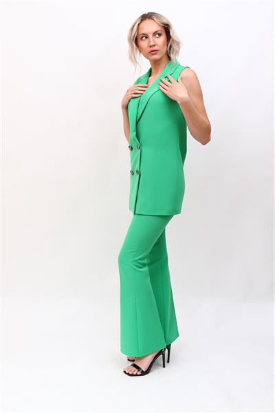  Midi Boy Klasik Yelek & İspanyol Paça Pantolon-Yeşil