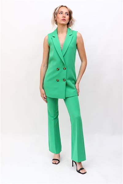  Midi Boy Klasik Yelek & İspanyol Paça Pantolon-Yeşil