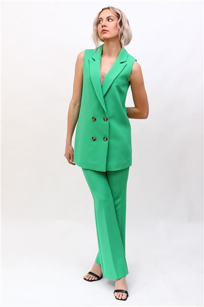  Midi Boy Klasik Yelek & İspanyol Paça Pantolon-Yeşil