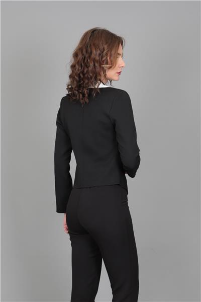  Şeritli Mini  Ceket-Siyah