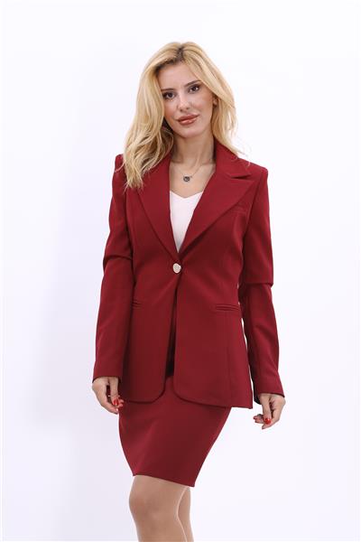  Yakalı Klasik Ceket-Bordo