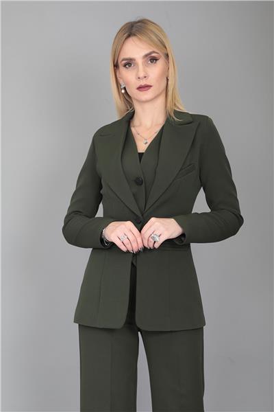  Yakalı Klasik Ceket-Haki