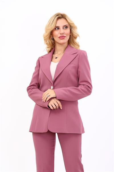  Yakalı Klasik Ceket-Rose