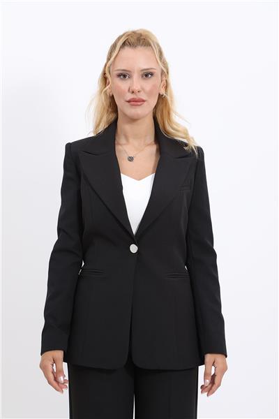  Yakalı Klasik Ceket-Siyah