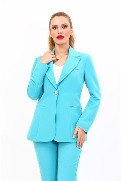  Yakalı Klasik Ceket-Turkuaz