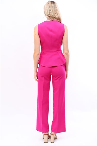 Aller Yelek & Bol Paça Pantolon Takım-Fuşya