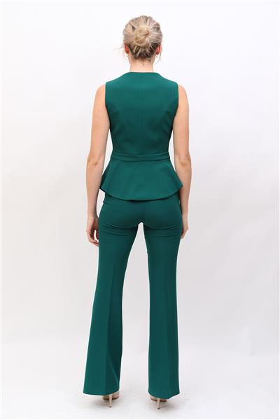 Aller Yelek & İspanyol  Paça Pantolon Takım-Zümrüt