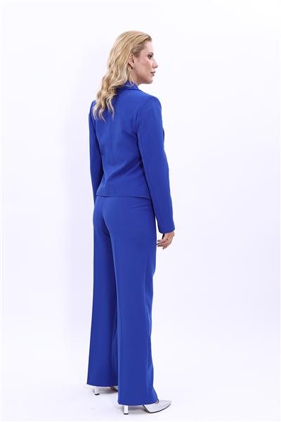 Amerikan Yaka Kısa Klasik Ceket & Bol Paça Pantolon-Saks