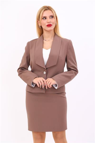 Amerikan Yaka Kısa Klasik Ceket-Kahve