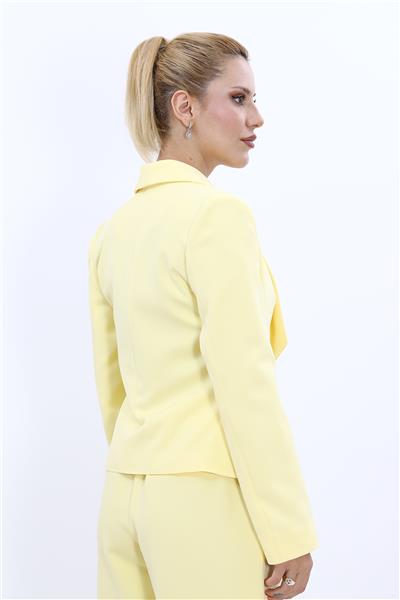 Amerikan Yaka Kısa Klasik Ceket-Sarı