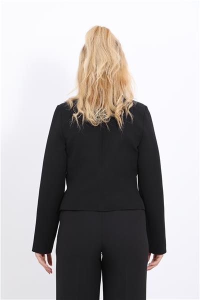 Amerikan Yaka Kısa Klasik Ceket-Siyah