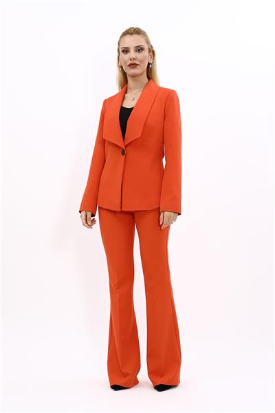 Amerikan Yaka Klasik Ceket & İspanyol Paça Pantolon-Turuncu