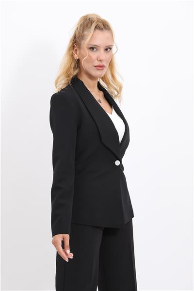 Amerikan Yaka Klasik Ceket-Siyah