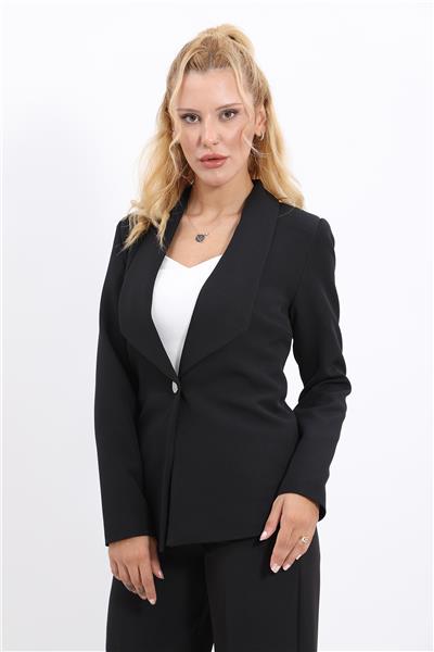 Amerikan Yaka Klasik Ceket-Siyah