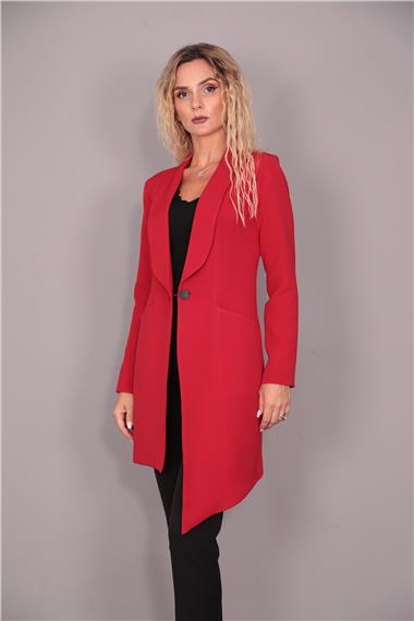 Asimetrik Ceket-Kırmızı