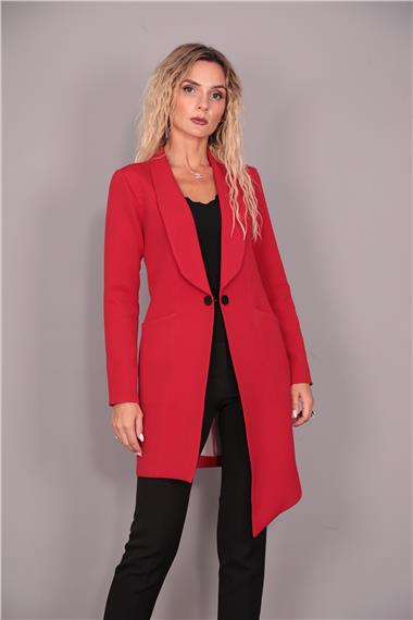 Asimetrik Ceket-Kırmızı