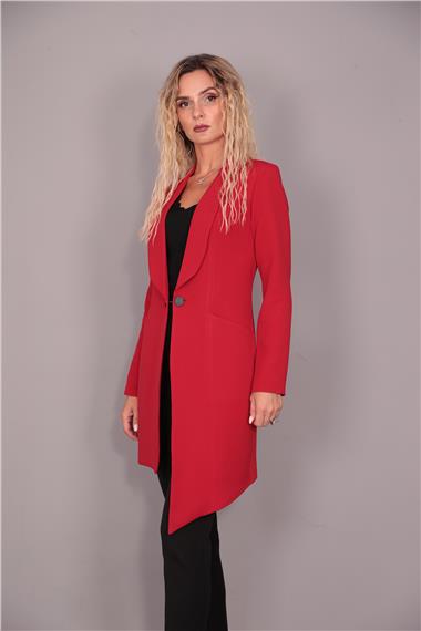 Asimetrik Ceket-Kırmızı