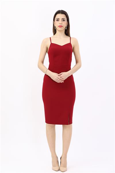 Askılı Modern Kadın Elbise-Bordo