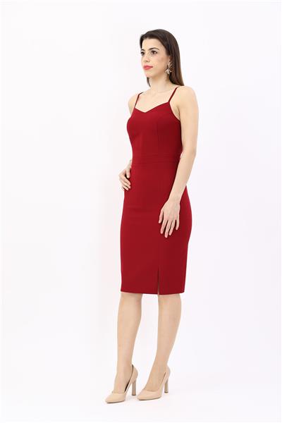 Askılı Modern Kadın Elbise-Bordo