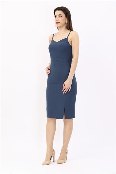 Askılı Modern Kadın Elbise-Füme