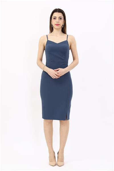 Askılı Modern Kadın Elbise-Füme