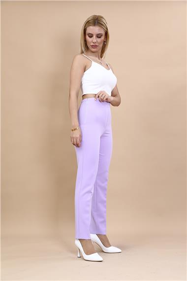 Lastikli Dar Paça Pantolon-Menekşe