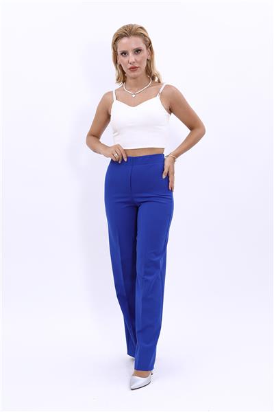 Beli Lastikli Rahat Bol Paça Kadın Pantolon-Saks