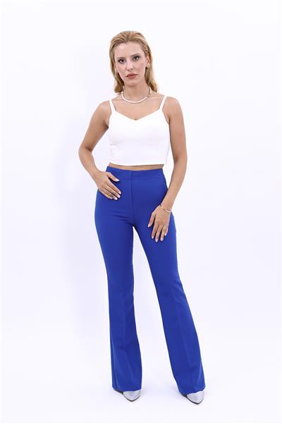 Beli Lastikli Rahat İspanyol Paça Kadın Pantolon-Saks