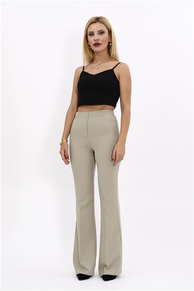 Beli Lastikli Rahat İspanyol Paça Kadın Pantolon-Bambu