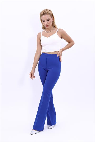 Beli Lastikli Rahat İspanyol Paça Kadın Pantolon-Saks