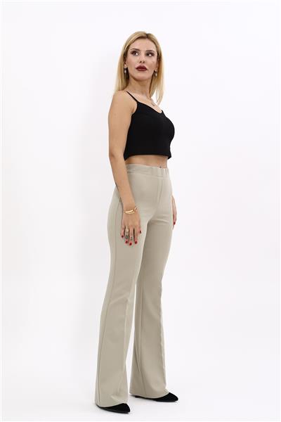Beli Lastikli Rahat İspanyol Paça Kadın Pantolon-Bambu