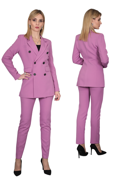 Erkek Yaka Kuruvaze Blazer Ceket-Leylak