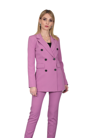 Erkek Yaka Kuruvaze Blazer Ceket-Leylak