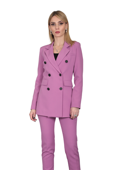 Erkek Yaka Kuruvaze Blazer Ceket-Leylak