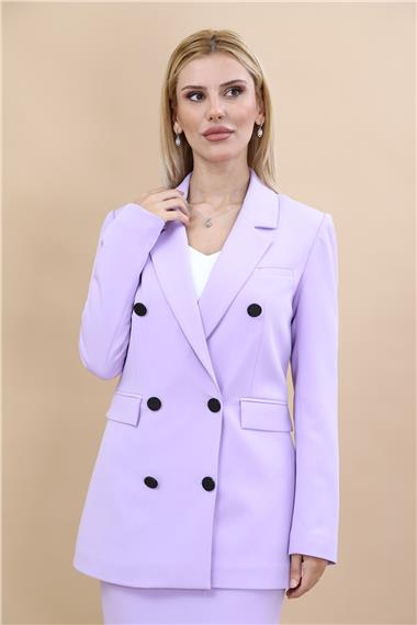 Erkek Yaka Kuruvaze Blazer Ceket-Menekşe