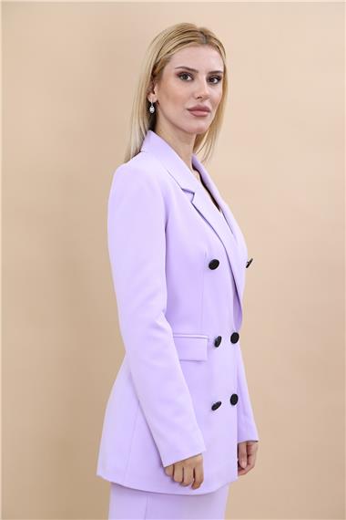 Erkek Yaka Kuruvaze Blazer Ceket-Menekşe