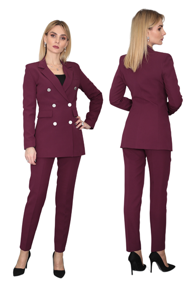 Erkek Yaka Kuruvaze Blazer Ceket-Mürdüm