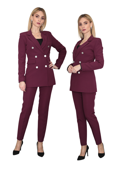 Erkek Yaka Kuruvaze Blazer Ceket-Mürdüm