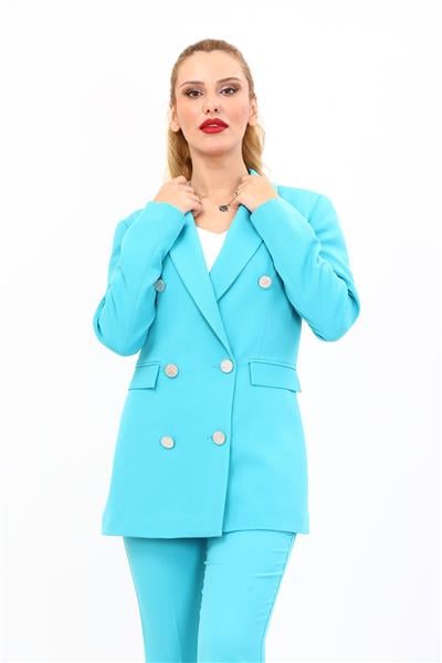 Blazer Ceket-Turkuaz