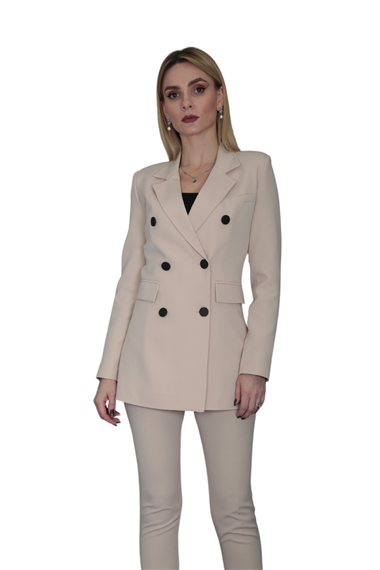 Erkek Yaka Kuruvaze Blazer Ceket-Vizon