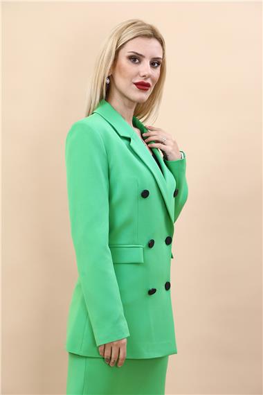 Erkek Yaka Kuruvaze Blazer Ceket-Yeşil