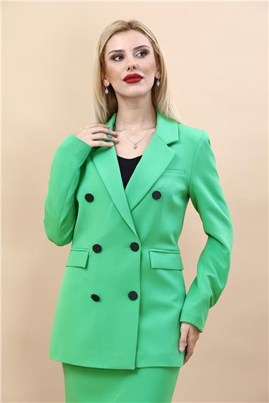 Erkek Yaka Kuruvaze Blazer Ceket-Yeşil